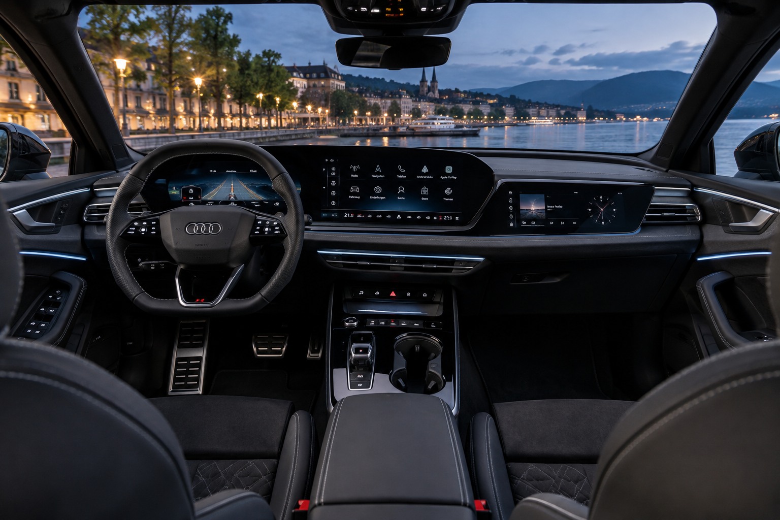 Digitales Cockpit des neuen Audi A5 mit breiter Displaylandschaft.