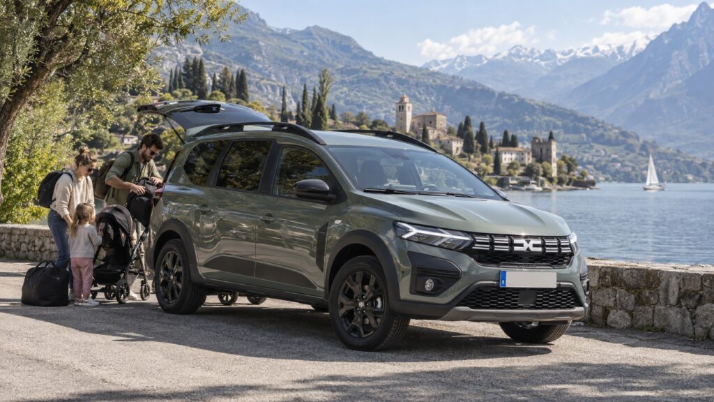 Bezahlbares Familienauto in einer Schweizer Seelandschaft mit viel Platz und modernem Alltagsformat.
